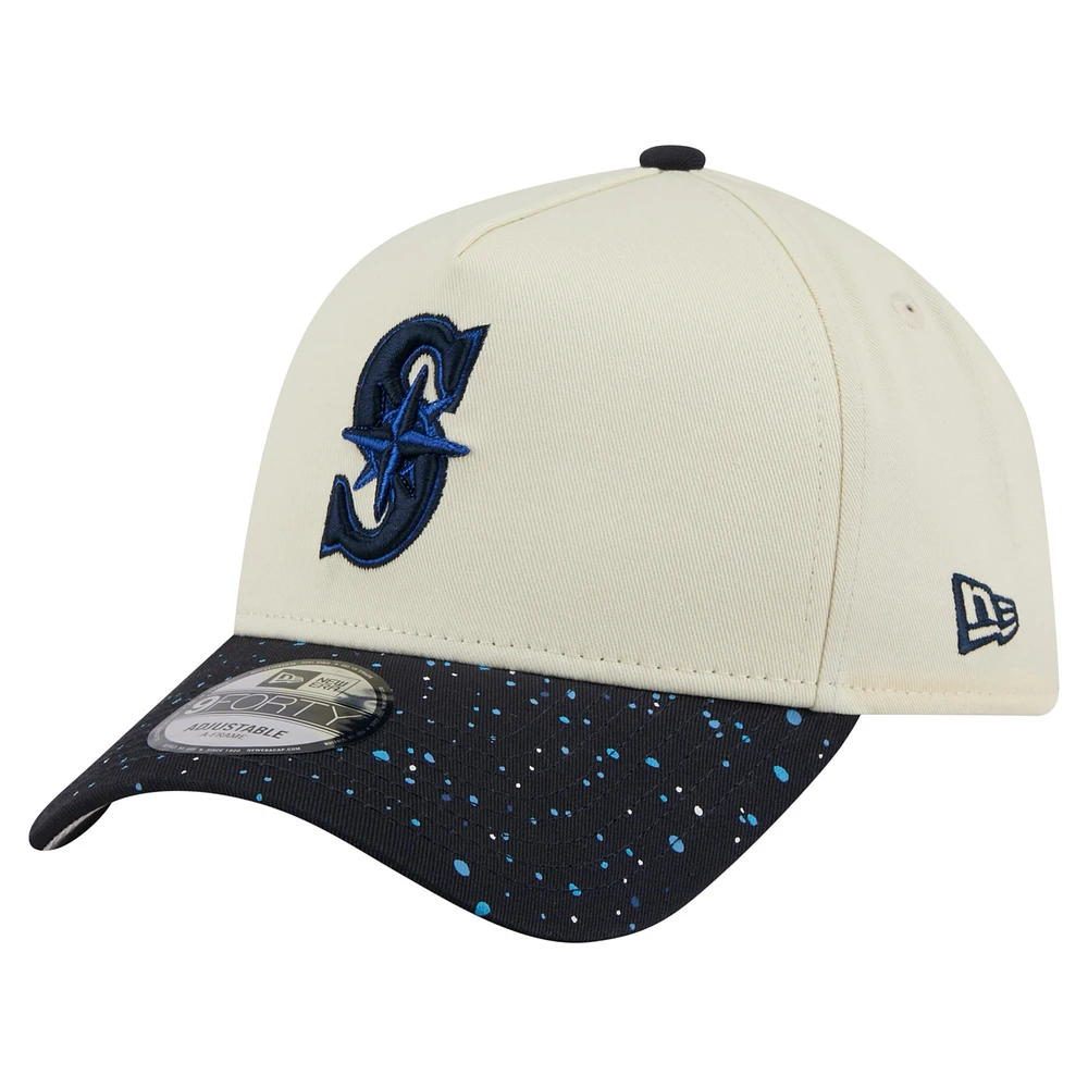 Men's New Era Cream Seattle Mariners Speckle A-Frame 9FORTY Adjustable Hat