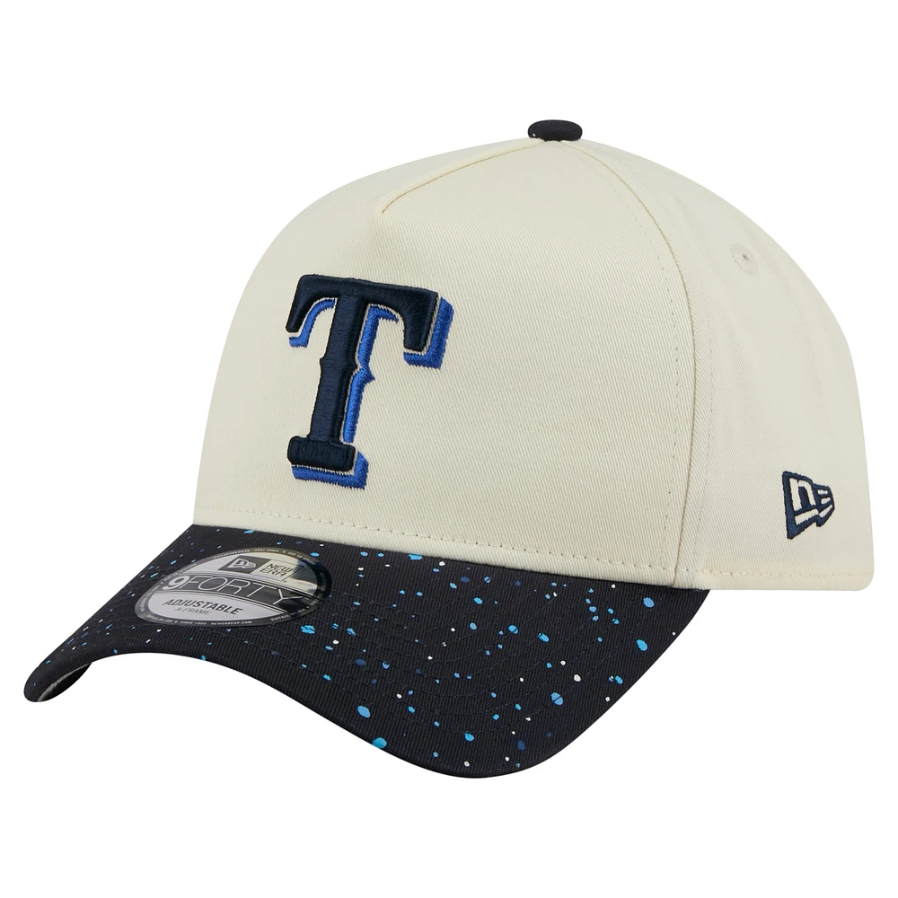 Men's New Era Cream Texas Rangers Speckle A-Frame 9FORTY Adjustable Hat