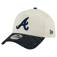 Men's New Era  Cream Atlanta Braves Speckle A-Frame 9FORTY Adjustable Hat