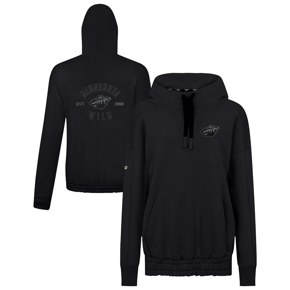Women's Levelwear Black Minnesota Wild Waterfall Nightfall Pullover Hoodie