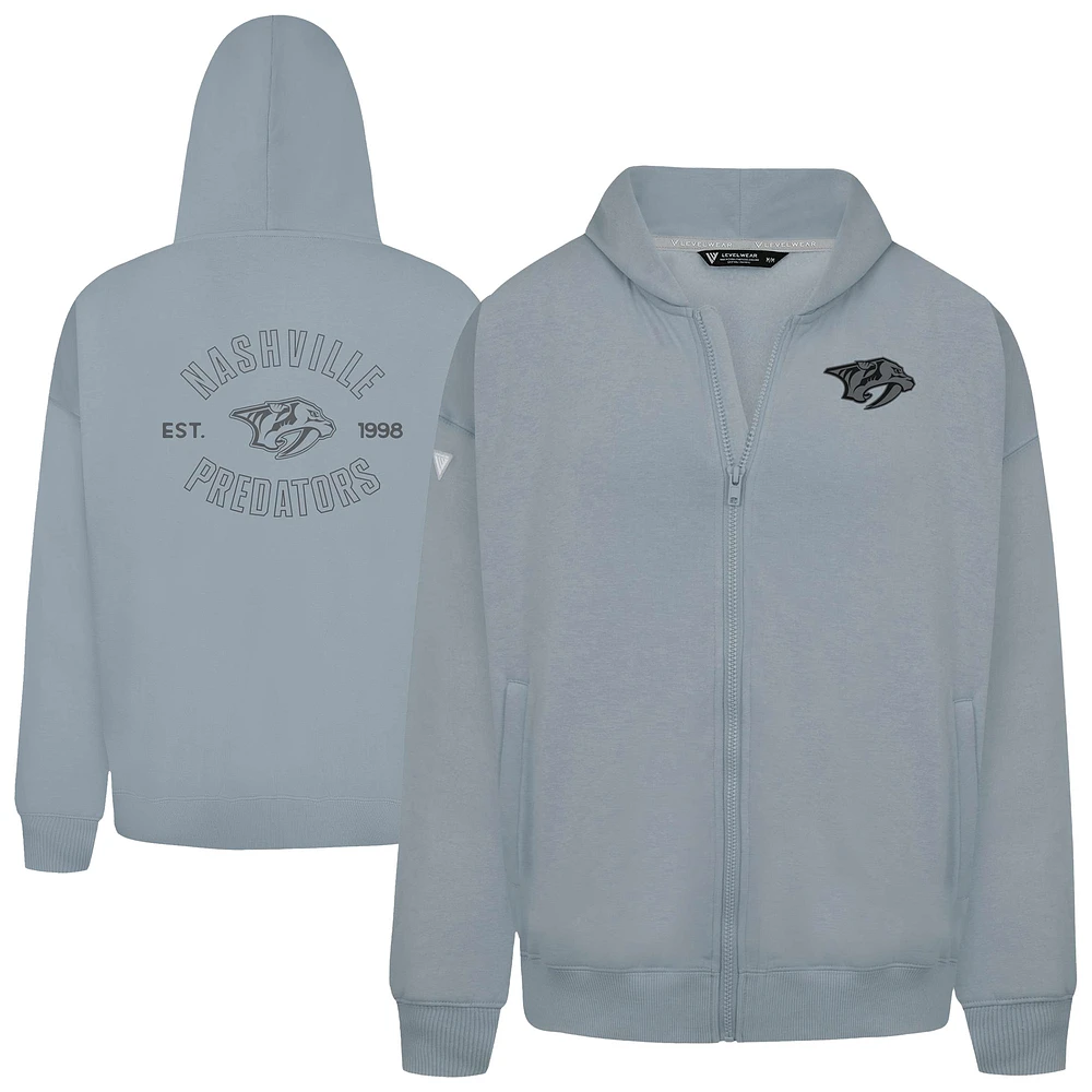 Men's Levelwear Gray Nashville Predators Uphill Abyssal Full-Zip Hoodie