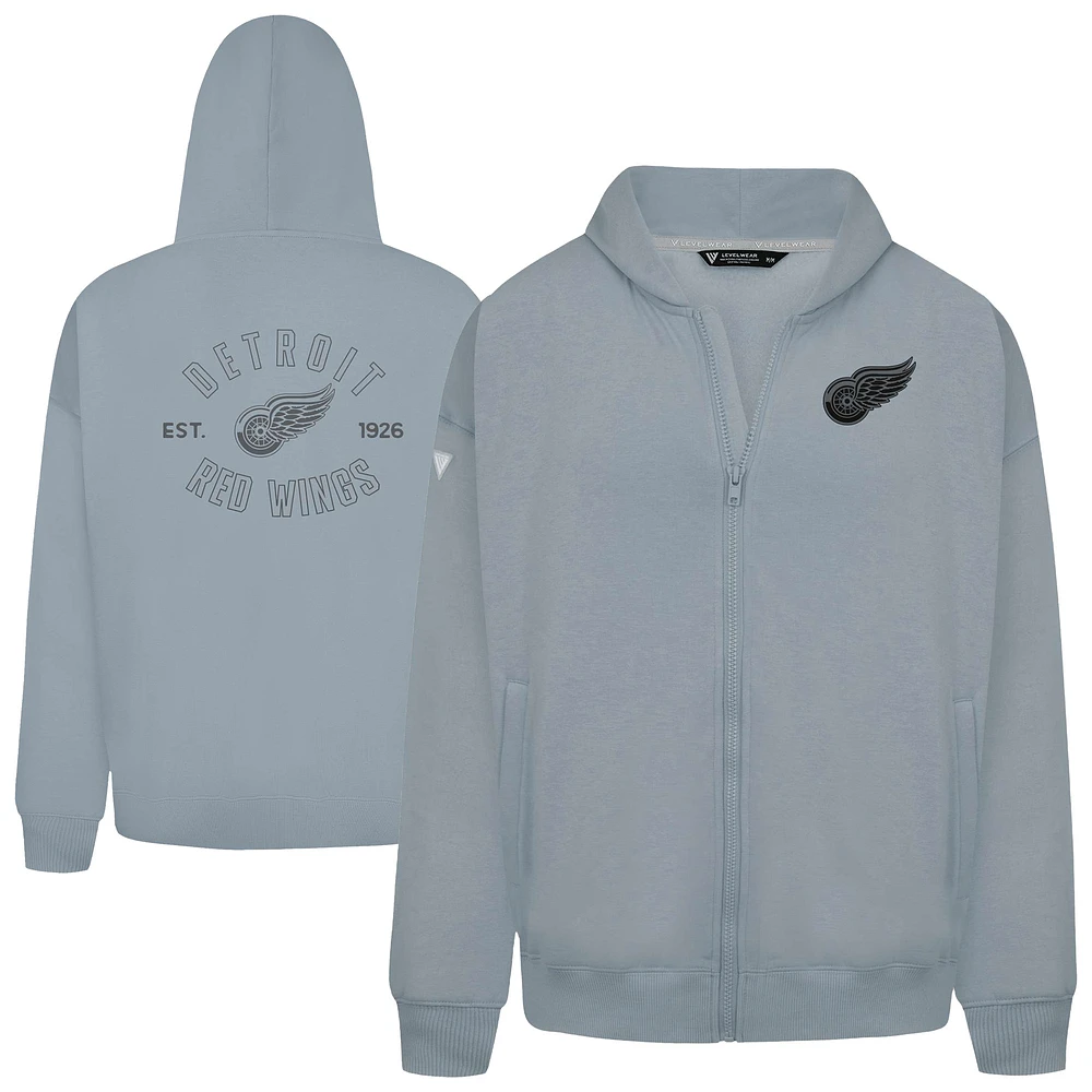 Men's Levelwear Gray Detroit Red Wings Uphill Abyssal Full-Zip Hoodie