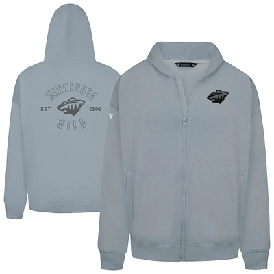 Men's Levelwear  Gray Minnesota Wild Uphill Abyssal Full-Zip Hoodie