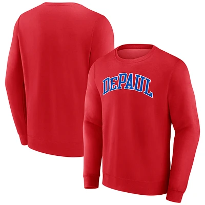 Men's Red DePaul Blue Demons Short Name Fleece Pullover Sweatshirt
