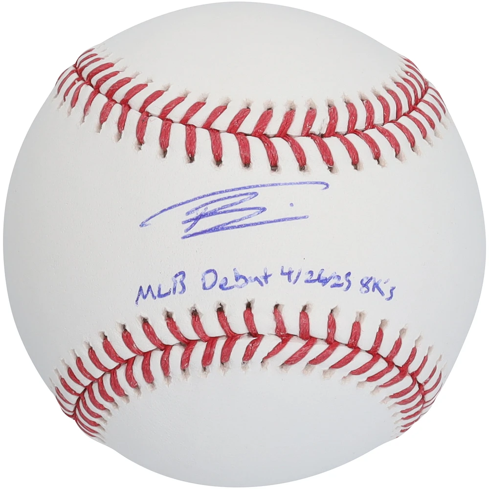 Tanner Bibee Cleveland Guardians Autographed Baseball with "MLB Debut 4/26/23, 8K's" Inscription