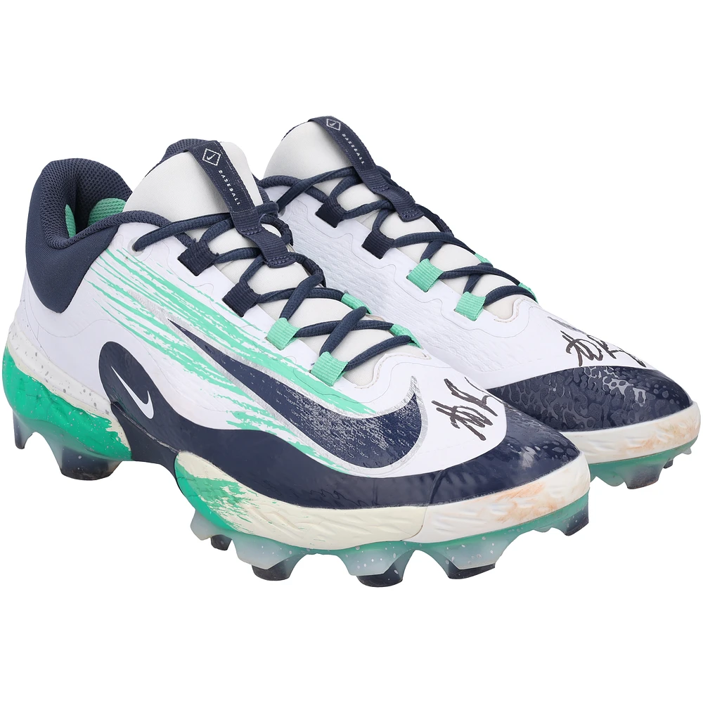 Anthony Rizzo New York Yankees Autographed Game-Used White/Teal Nike Alpha Huarache Elite 4 Low Cleats from the 2024 MLB Season