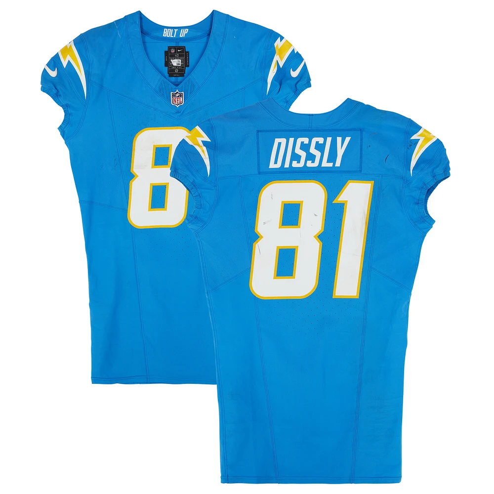 Will Dissly Los Angeles Chargers Game-Used #81 Powder Blue Nike Jersey vs. Cincinnati Bengals on November 17, 2024