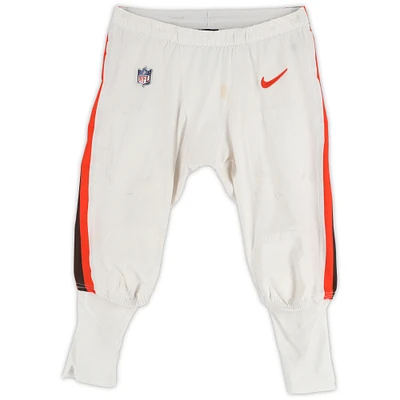 David Njoku Cleveland Browns Game-Used White Nike Pants vs. New Orleans Saints on November 17, 2024