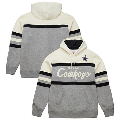 Men's Mitchell & Ness Cream/Gray Dallas Cowboys Head Coach Vintage Logo Pullover Hoodie