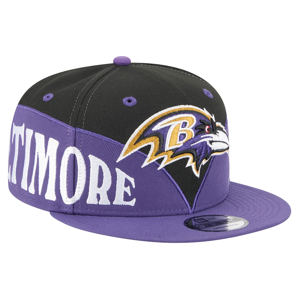 Men's New Era Black/Purple Baltimore Ravens Split 9FIFTY Snapback Hat