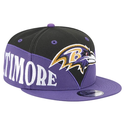 Men's New Era  Black/Purple Baltimore Ravens Split 9FIFTY Snapback Hat