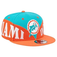 Men's New Era  Aqua/Orange Miami Dolphins Split 9FIFTY Snapback Hat