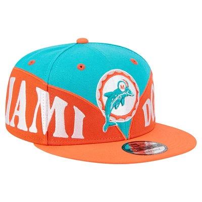 Men's New Era  Aqua/Orange Miami Dolphins Split 9FIFTY Snapback Hat
