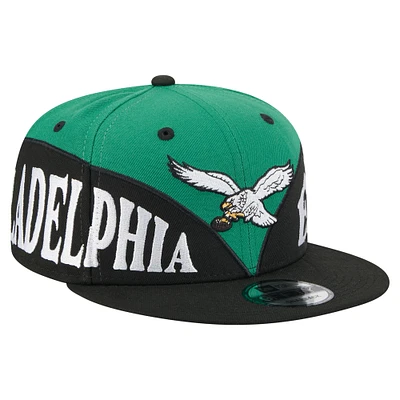 Men's New Era  Kelly Green/Black Philadelphia Eagles Split 9FIFTY Snapback Hat