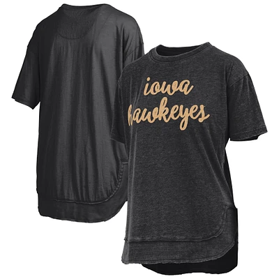 Women's Pressbox  Black Iowa Hawkeyes Poncho T-Shirt