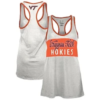 Women's Pressbox White/Orange Virginia Tech Hokies Tracy Racerback Burnout Tank Top