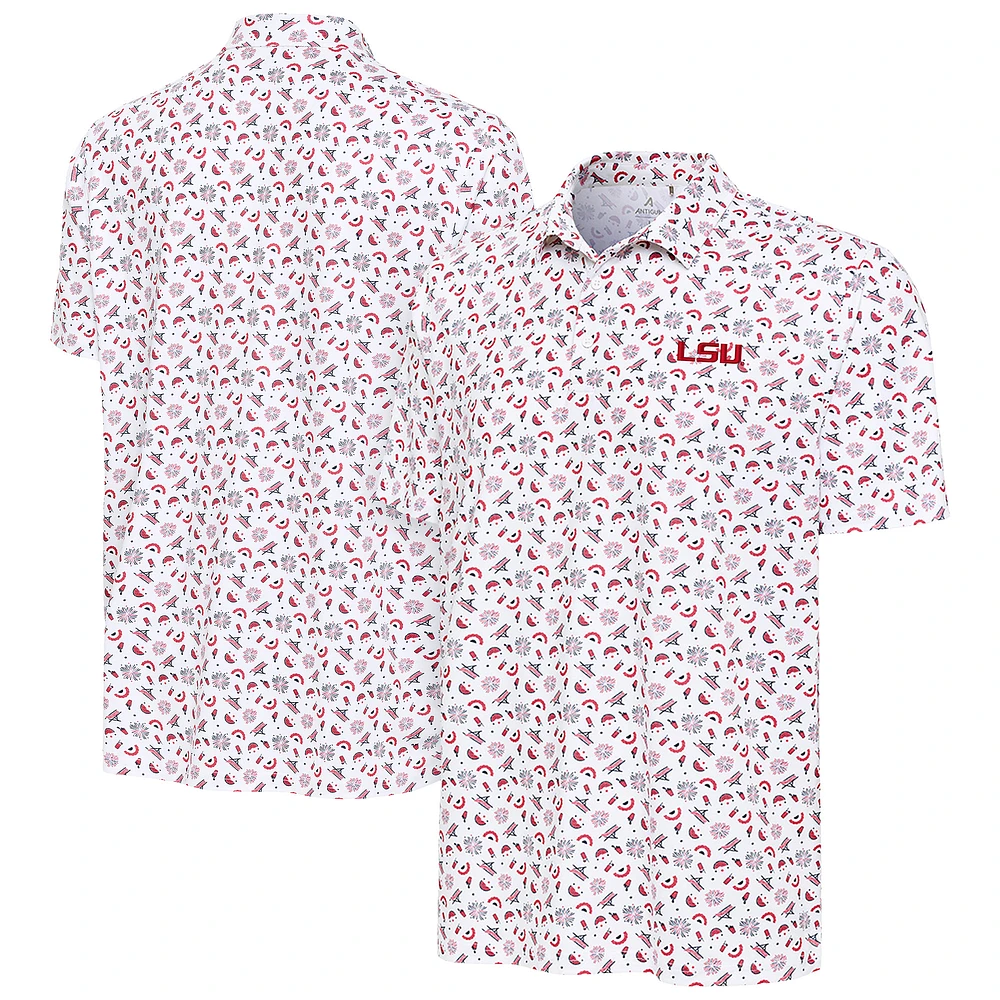 Men's Antigua White LSU Tigers Independence Day Polo