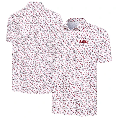 Men's Antigua White LSU Tigers Independence Day Polo