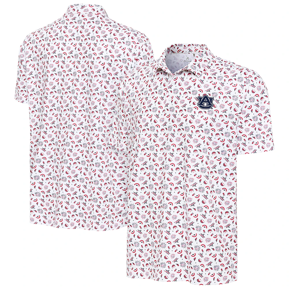 Men's Antigua White Auburn Tigers Independence Day Polo