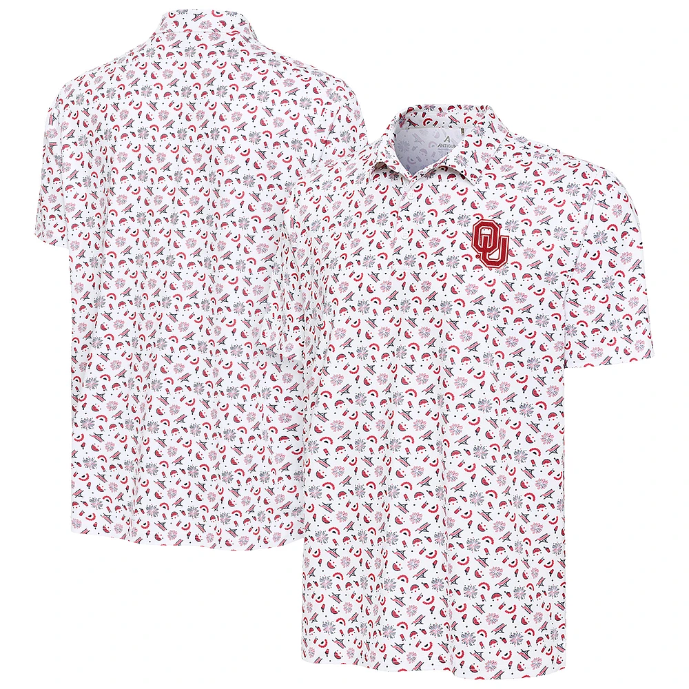 Men's Antigua White Oklahoma Sooners Independence Day Polo