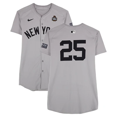 Gleyber Torres New York Yankees 2024 World Series Game-Used #25 Gray Jersey vs. Los Angeles Dodgers on October 25, 2024