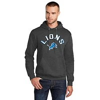 Men's Starter  Charcoal Detroit Lions Arch Over Logo Pullover Hoodie