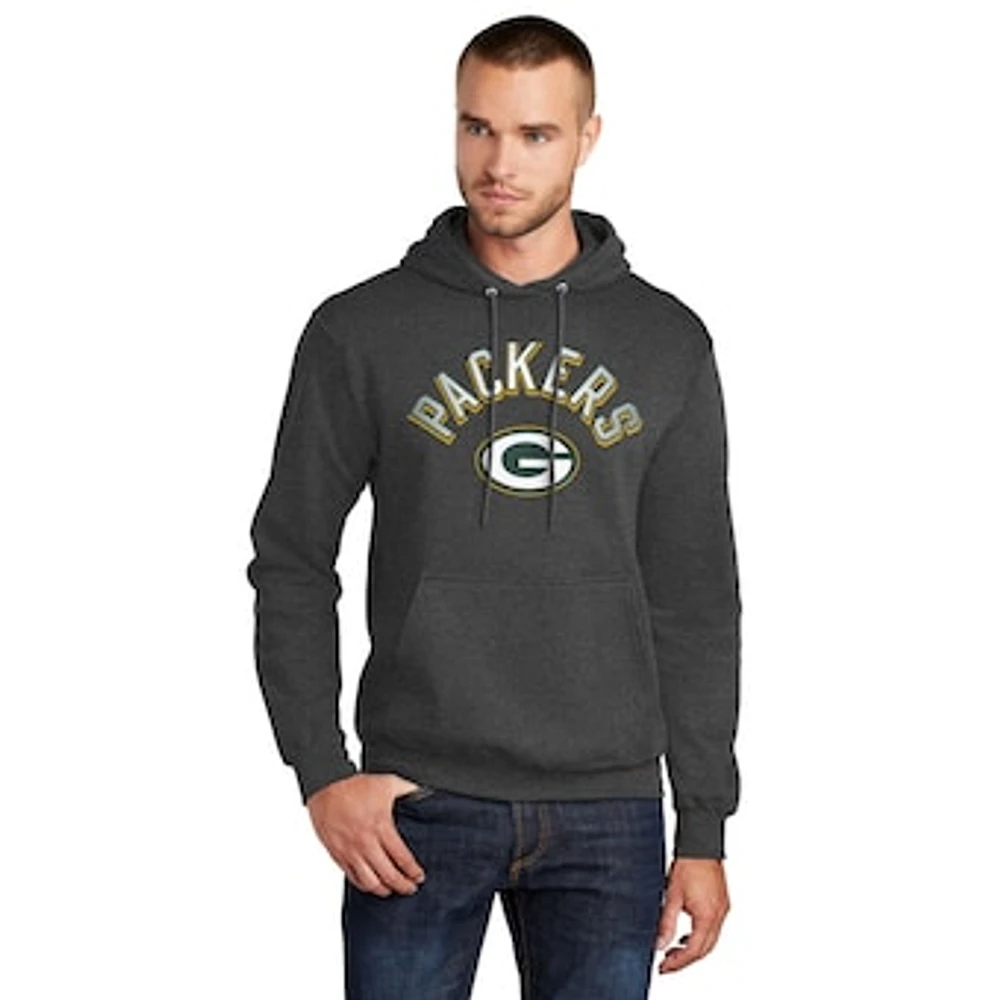 Men's Starter  Charcoal Green Bay Packers Arch Over Logo Pullover Hoodie