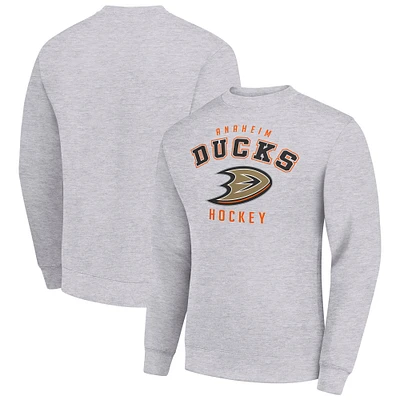 Men's Starter  Heather Gray Anaheim Ducks Team Logo Fleece Pullover Sweatshirt