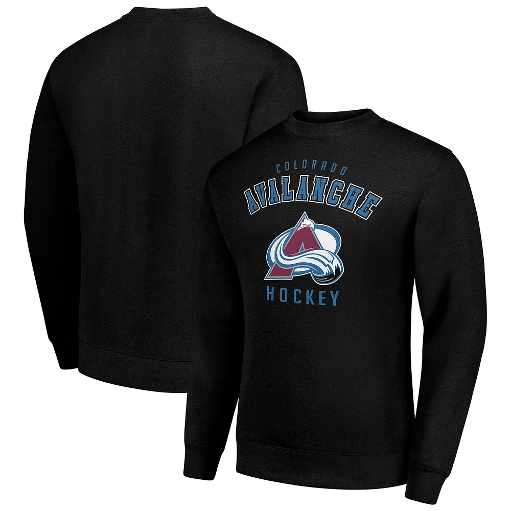 Men's Starter Black Colorado Avalanche Team Logo Fleece Pullover Sweatshirt