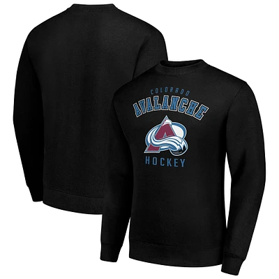 Men's Starter  Black Colorado Avalanche Team Logo Fleece Pullover Sweatshirt