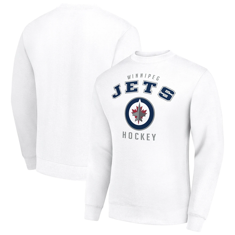 Men's Starter White Winnipeg Jets Team Logo Fleece Pullover Sweatshirt