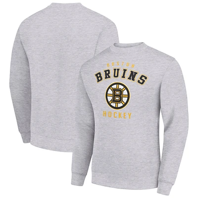 Men's Starter  Heather Gray Boston Bruins Team Logo Fleece Pullover Sweatshirt