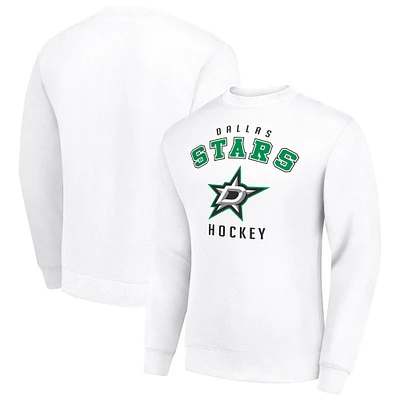 Men's Starter  White Dallas Stars Team Logo Fleece Pullover Sweatshirt