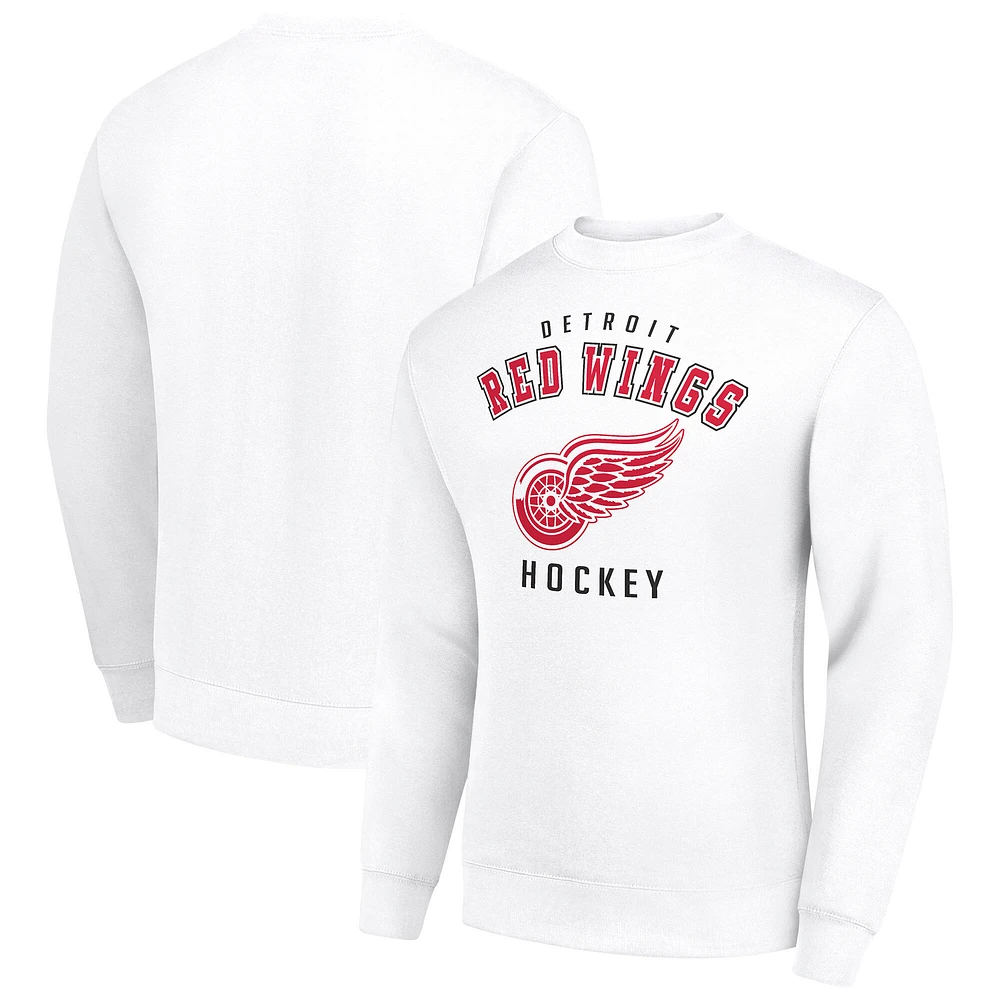 Men's Starter White Detroit Red Wings Team Logo Fleece Pullover Sweatshirt
