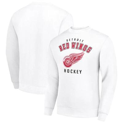 Men's Starter  White Detroit Red Wings Team Logo Fleece Pullover Sweatshirt