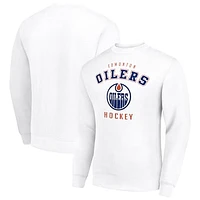 Men's Starter  White Edmonton Oilers Team Logo Fleece Pullover Sweatshirt