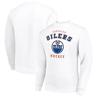 Men's Starter  White Edmonton Oilers Team Logo Fleece Pullover Sweatshirt