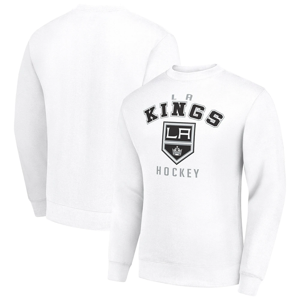 Men's Starter White Los Angeles Kings Team Logo Fleece Pullover Sweatshirt