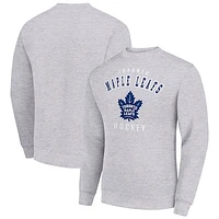 Men's Starter  Heather Gray Toronto Maple Leafs Team Logo Fleece Pullover Sweatshirt
