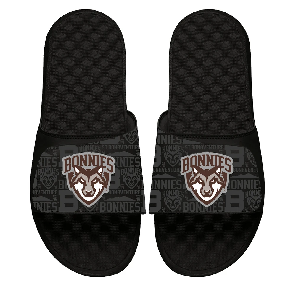 Unisex ISlide Black St. Bonaventure Bonnies Primary Logo Pattern Slide Sandals