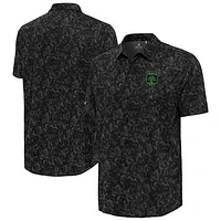 Men's Antigua  Black Austin FC Lush Woven Button-Up Top