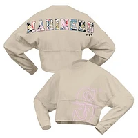 Women's Fanatics  Cream Seattle Mariners Floral Preppy Cropped Long Sleeve T-Shirt