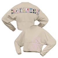 Women's Fanatics  Cream Seattle Mariners Floral Preppy Cropped Long Sleeve T-Shirt