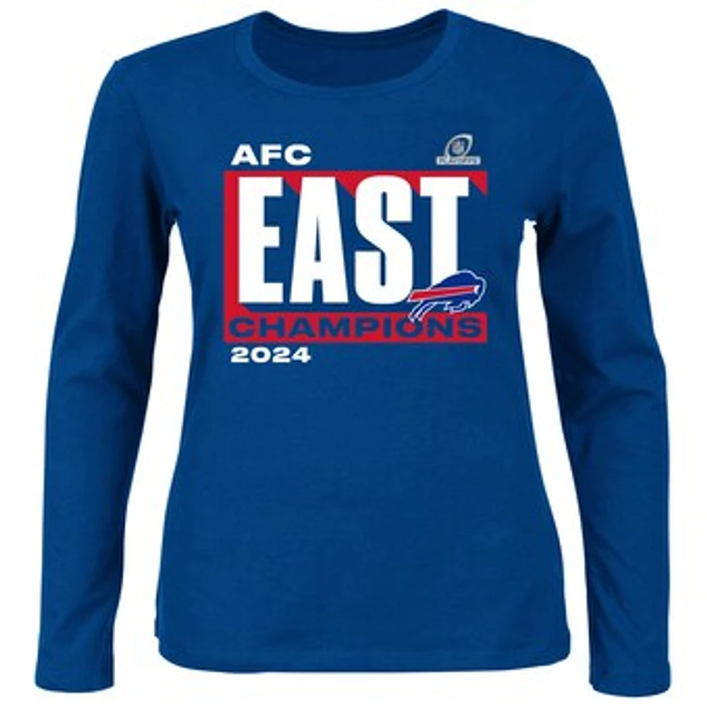 Women's Fanatics Royal Buffalo Bills 2024 AFC East Division Champions Plus Long Sleeve Scoop Neck T-Shirt