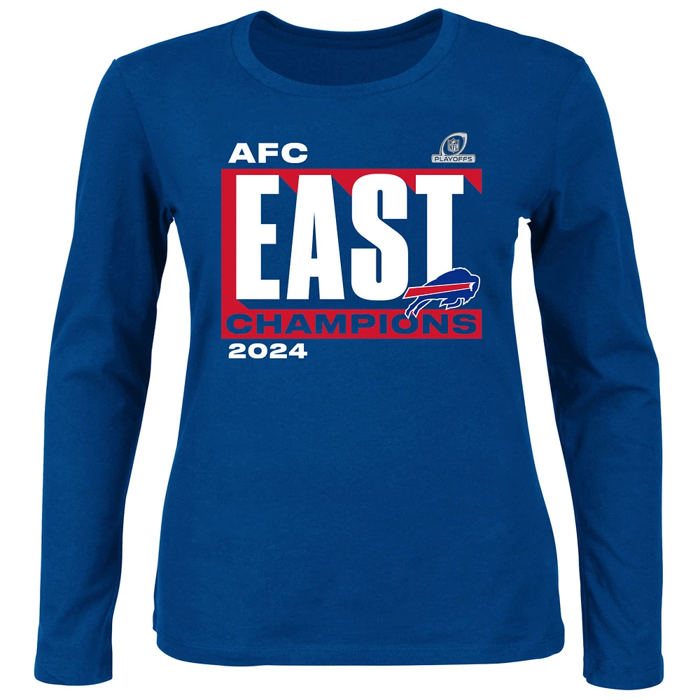 Women's Fanatics Royal Buffalo Bills 2024 AFC East Division Champions Plus Long Sleeve Scoop Neck T-Shirt