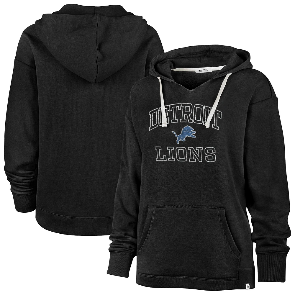 Women's '47  Black Detroit Lions Plus Clarity Kennedy Pullover Hoodie