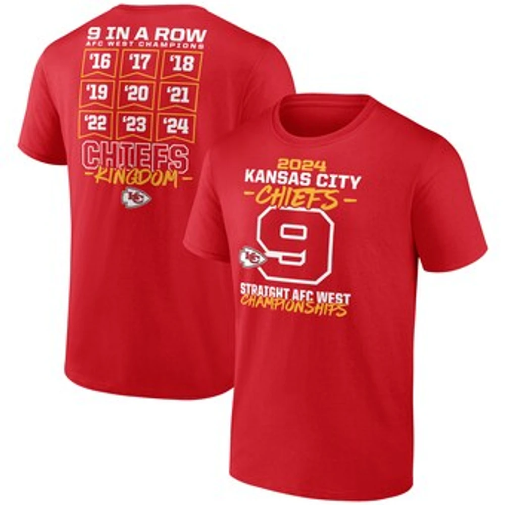 Men's Fanatics Red Kansas City Chiefs Nine-Straight AFC West Division Champions Big & Tall T-Shirt