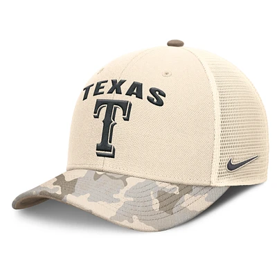 Men's Nike Natural Texas Rangers Camo Natural Pack Rise Adjustable Trucker Hat