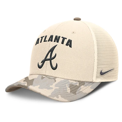 Men's Nike Natural Atlanta Braves Camo Natural Pack Rise Adjustable Trucker Hat