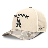 Men's Nike Natural Los Angeles Dodgers Camo Natural Pack Rise Adjustable Trucker Hat